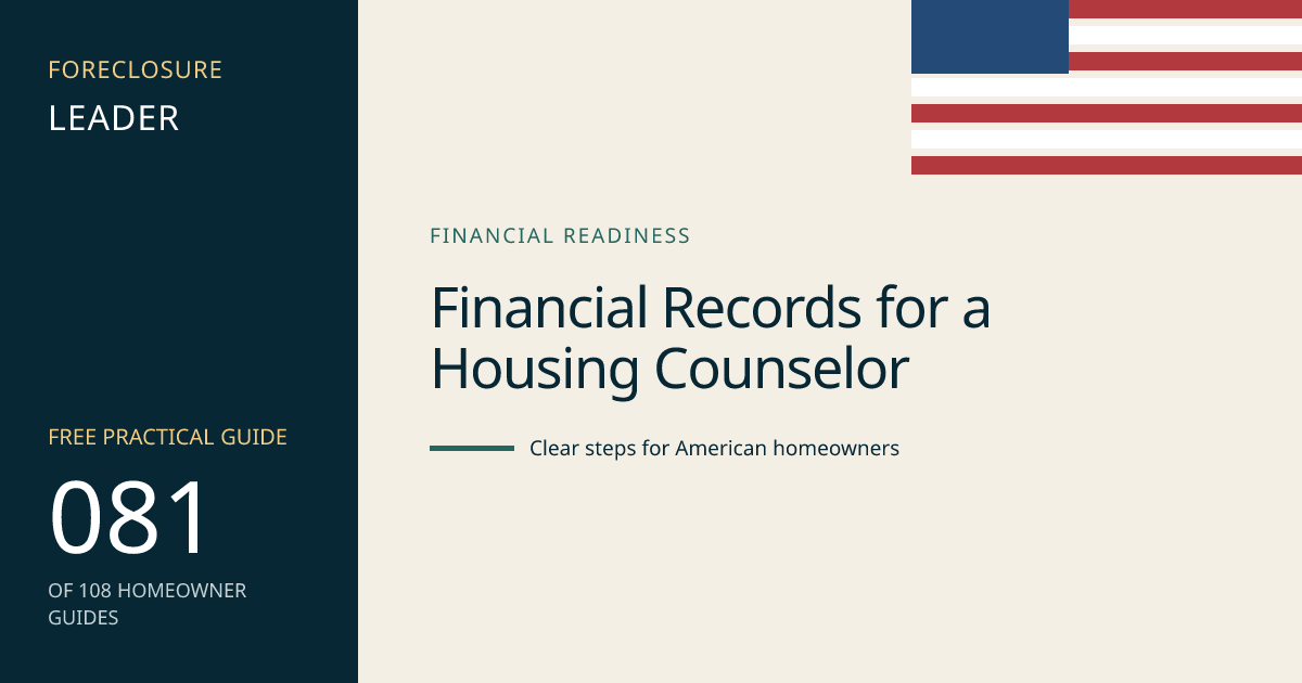 Financial Records for a Housing Counselor: visual guide for U.S. homeowners