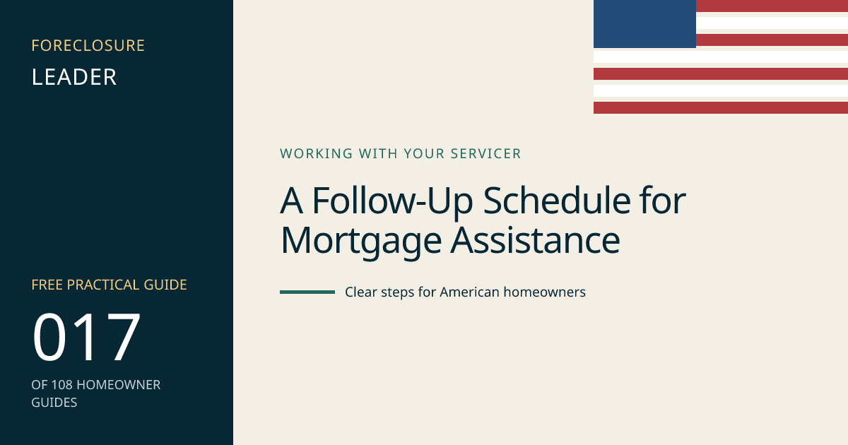 A Follow-Up Schedule for Mortgage Assistance: visual guide for U.S. homeowners