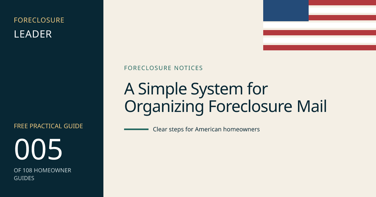 A Simple System for Organizing Foreclosure Mail: visual guide for U.S. homeowners