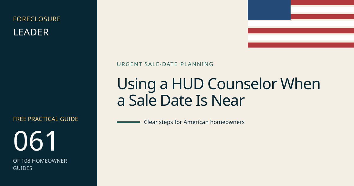 Using a HUD Counselor When a Sale Date Is Near: visual guide for U.S. homeowners