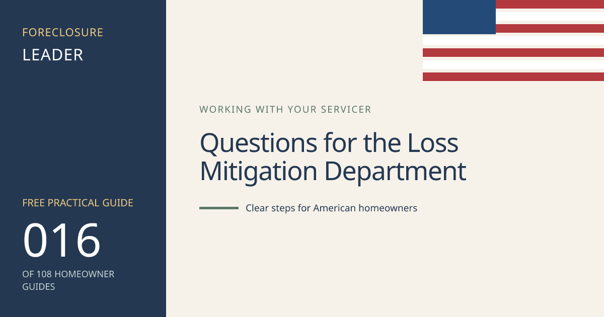 Questions for the Loss Mitigation Department: visual guide for U.S. homeowners