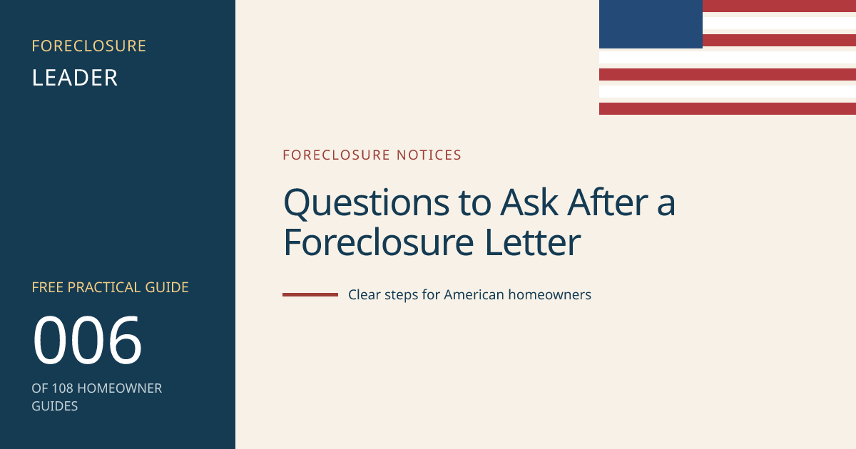 Questions to Ask After a Foreclosure Letter: visual guide for U.S. homeowners