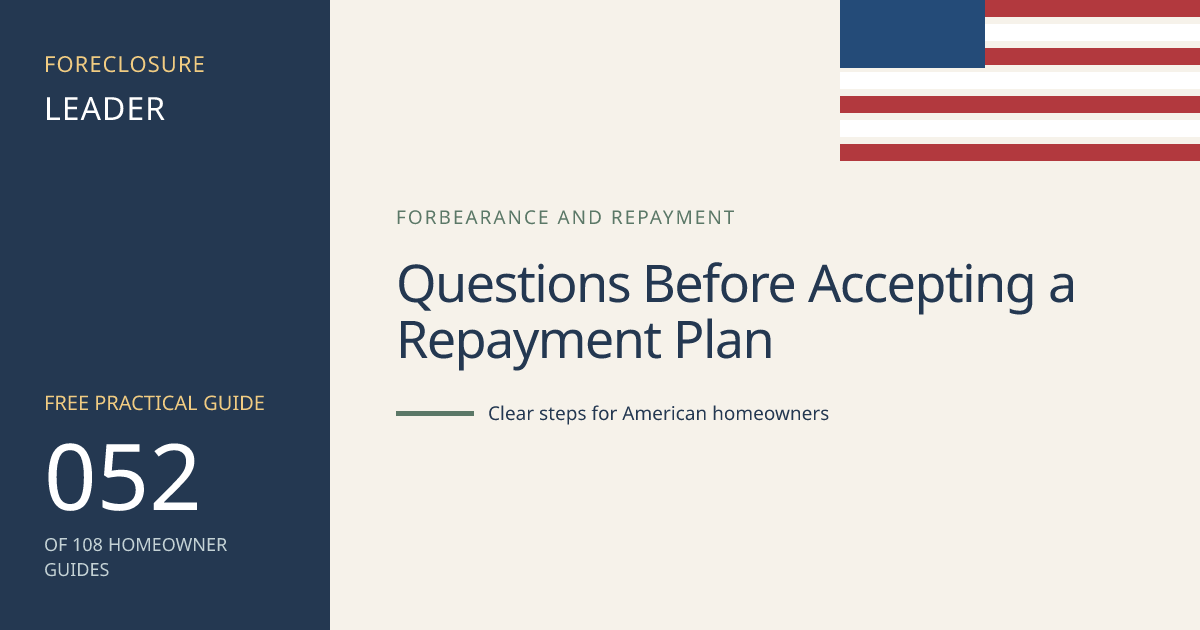 Questions Before Accepting a Repayment Plan: visual guide for U.S. homeowners