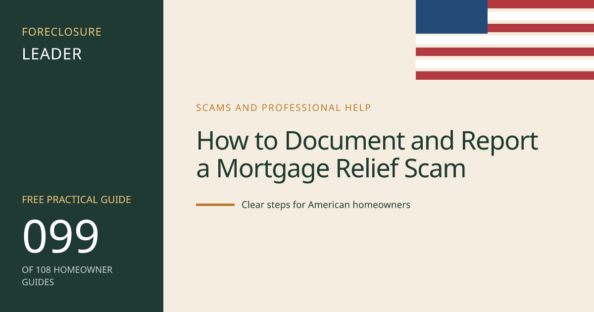 How to Document and Report a Mortgage Relief Scam: visual guide for U.S. homeowners