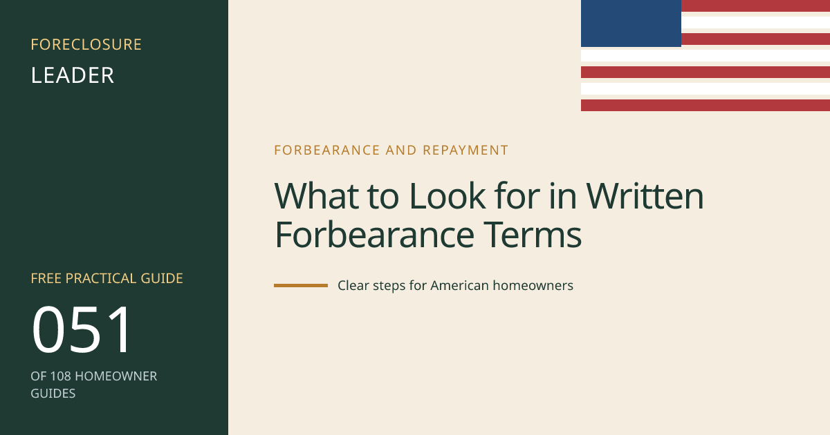 What to Look for in Written Forbearance Terms: visual guide for U.S. homeowners